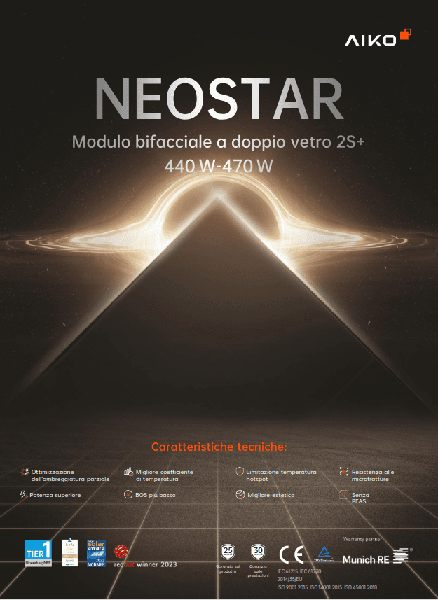 Pannelli Fotovoltaici - NEOSTAR modulo bifacciale a doppio vetro 2S+